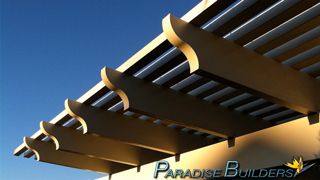Corbel cut patio cover in artistic form in the las vegas sunset
